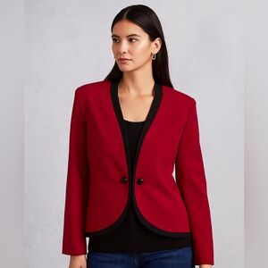 Christian Dior | Vintage Wool Blazer Coat Button Front Fuschia Black Made in USA